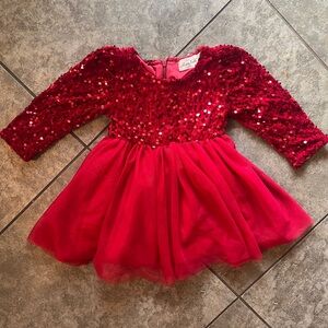 Elegant Red Sequin Kids Dress